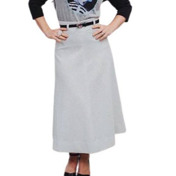 Vintage 60s White High Waisted Skirt with Silver Metallic Polka Dot Print Small - Picture 1 of 4